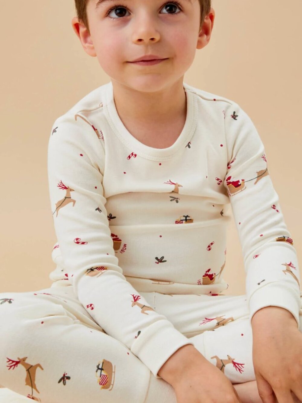 Baby Mori Jolly Journey Bamboo Cotton Pajama Set 3-4Y Christmas Holiday